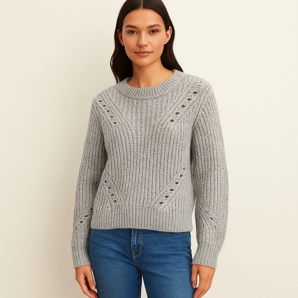 GAP Heather Gray Chunky Knit Sweater Size Small - Picture 2 of 3